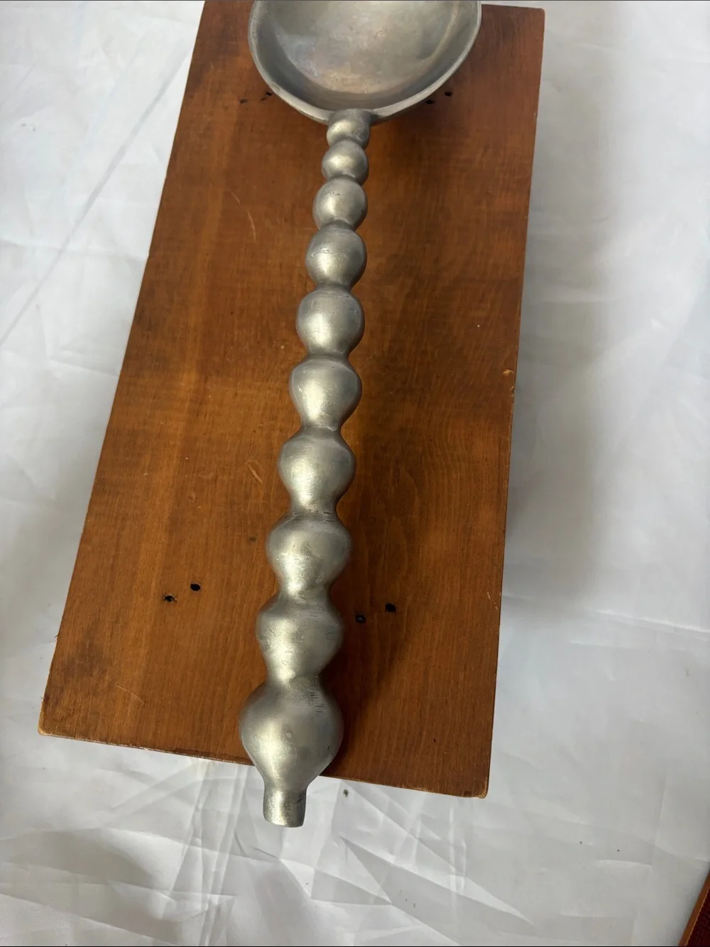 Aluminum String of Pearls Large Serving Spoon and Fork Set - Silver Tone
